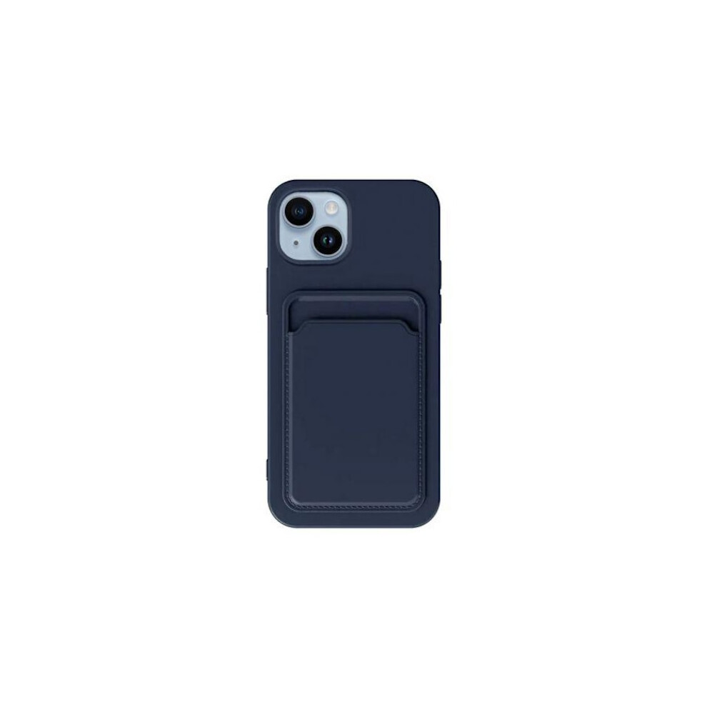 Compatible With Iphone 15 Silicone Mobile Case With Card Holder - Blue 9395123916019