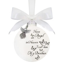 Godom kerstbalhanger - Ornament met vlinderprint, ronde vorm, herdenkingsgeschenk voor nabestaanden, woondecoratie, geschikt voor kerstboomhaken