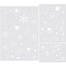 D-GROEE 3Pcs Christmas Snowflake Stencil, Reusable Plastic Craft Template for Glass, Wall, Door, Card, Scrapbook, DIY Holiday Art