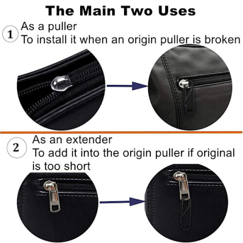 Pull tab for zipper puller 5-pack Black 1