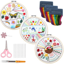Entspannungs- und Liebes-Stickerei-Starterset, farbenfrohes Kreuzstich-Set mit 3 Sticktüchern für Erwachsene und Anfänger