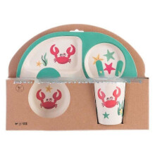 Creative New Bamboo Fiber Children's Dinnerware Set Five Piece Set Preschool Baby Rectangle.Ocean Five.piece.set.with.box