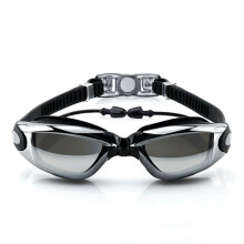 Swimming Goggles, Anti-UV and Anti-Fog Swimming Goggles, and Free Nose Clip, Earplugs, for Men and Women Adults, Youth and Children (Black)