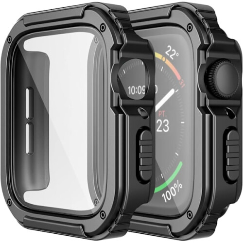 Ανθεκτική θήκη 2 τεμαχίων συμβατή με Apple Watch 44mm Series SE/6/5/4, Προστατευτικό οθόνης από