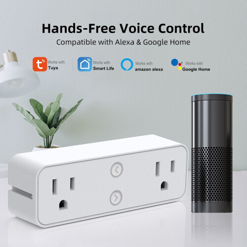 Kit com 2 Tomadas Inteligentes Wi-Fi, Controle Independente, Compatível com Alexa e Google Assistente, Sem Necessidade de Hub 2