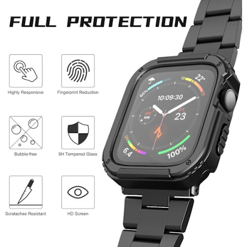 Ανθεκτική θήκη 2 τεμαχίων συμβατή με Apple Watch 44mm Series SE/6/5/4, Προστατευτικό οθόνης από 2