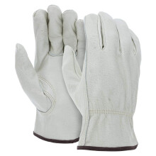 TiaGOC 12 Pairs Heavy Duty Durable Cowhide Leather Work Gloves I Driver Gloves for Truck Driving, Warehouse, Gardening