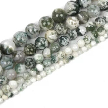 RSAMD Natursteinperlen, Baumachate, runde, lose Perlen für Schmuckherstellung, Armband – Bildfarbe – 6 mm, 60–62 Stück