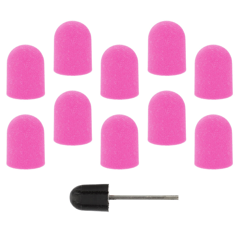 10pcs Nail Drill Bits Kit Nail Sanding Caps Nail Drill Manicure Tool for Foot File ( Purple )