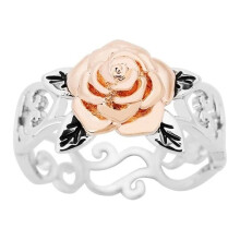 Retro Kvinder Rose Blomst Åbent Udskåret Fingerring Fest Smykker Fødselsdagsgave