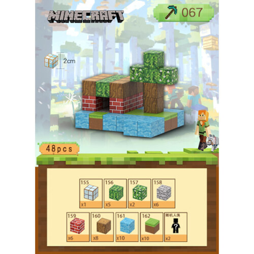 Μαγνητικά τουβλάκια Minecraft με 48 παιχνίδια έξι όψεων (ζούγκλα) ζούγκλα