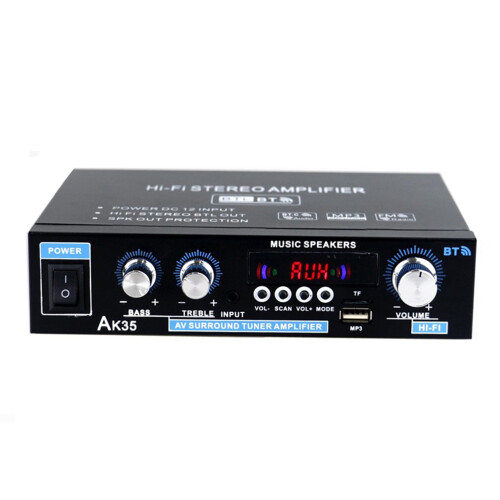 SUSUchens AK35Ενισχυτής ισχύος Mini HiFi Μαύρο Ψηφιακό 60W 2.0CH Συμβατό με Bluetooth 5.0Ενισχυτής 1
