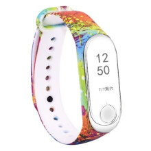 Kompatibel mit Xiaomi Mi Band 3 / Mi Smart Band 4 – Armband aus floralem Silikon – Ink Splash, mehrfarbig