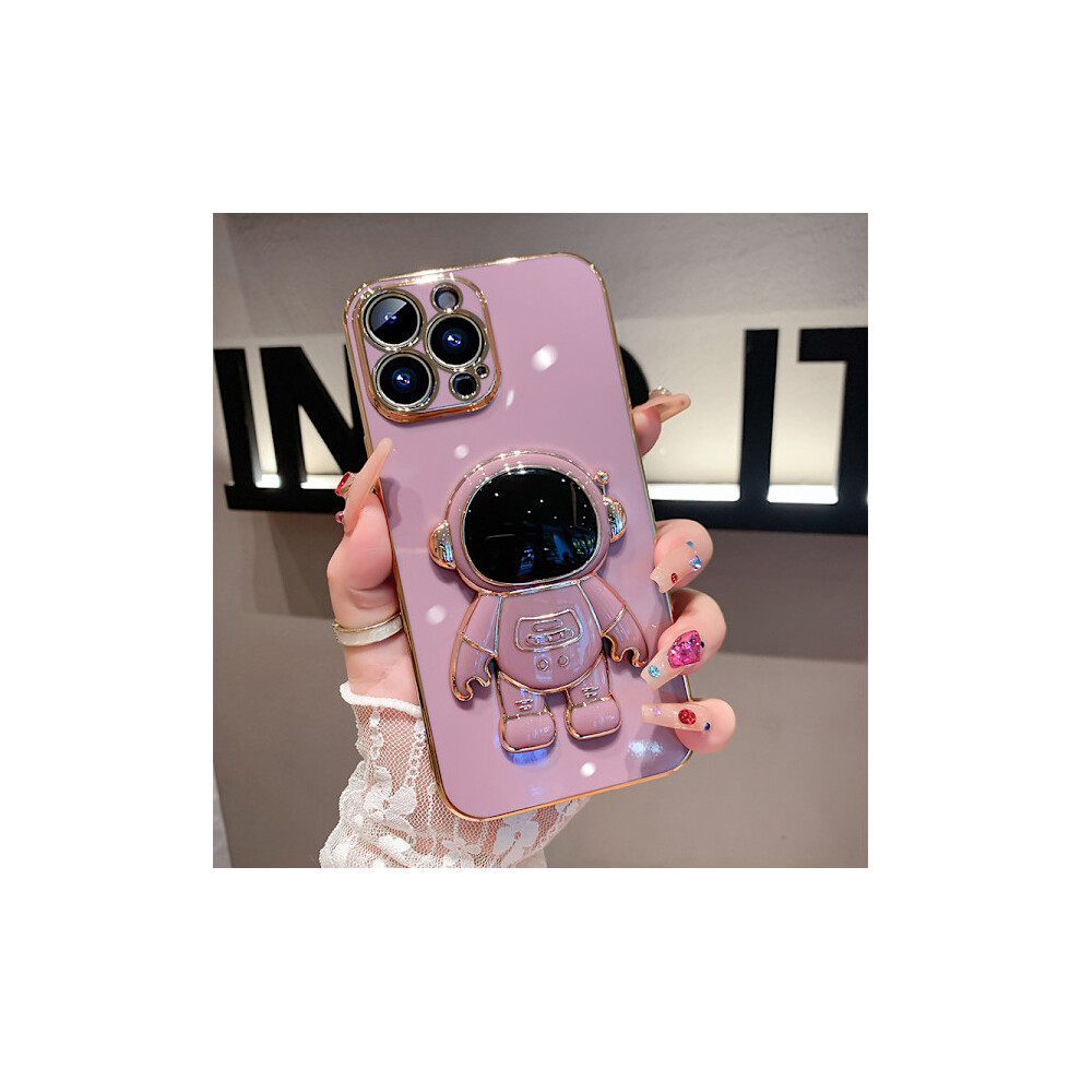 6D Electroplated Astronaut Hidden Stand Case With Camera Protection, Soft Tpu Shockproof Bumper, Compatible With Iphone 13 Pro Purple 9395123137810