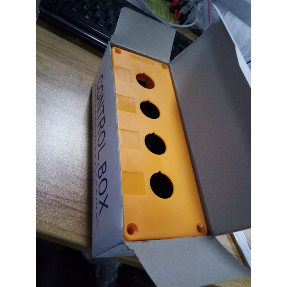 Delaman Switch Box Bx4 22Mm Four Holes Push Button Switch Control Protective Box Case Waterproof(Yellow) 9395123138480