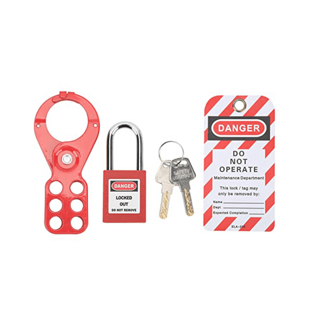 Padlocks Hasps Set, Lockout Tagout Kit 6 Hole Design Security Tamper Proof For Industrial Equipment(1In/25Mm Shackle) 9395123138275