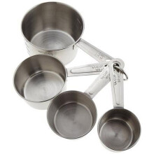 Xubond Tools, 4-teiliges Messbecher-Set aus Edelstahl mit Aufbewahrungsring, silberfarben, Messwerkzeuge