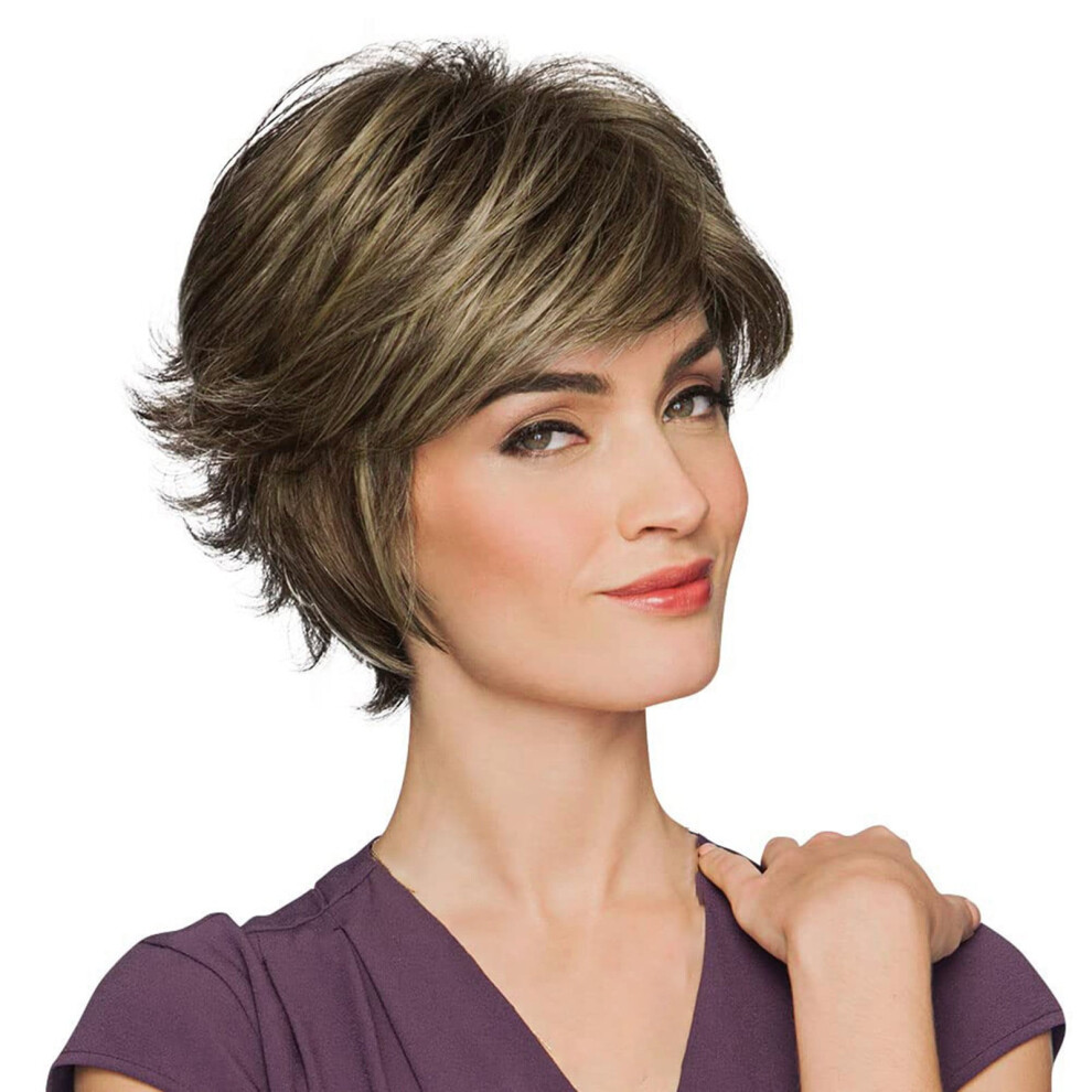 Human Hair Wigs for Women, Fashionable Short Curly Synthetic Fiber Headband Compatible with European Style