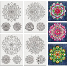 4 Blatt/12 Stück Mandala-Stickmuster, wasserlöslich, Stick- und Stickpapier-Designs, Nähset für Anfänger