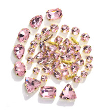 Apooke 50 Pcs Sew on Rhinestones Mixed Shapes Glass Jewels-with Sewing Claw Flatback Claw Rinestones for DIY Art Crafts Clothes