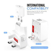 ADA-ACPLUG-INTERNATIONAL-2USB - REJSEADAPTERSTIK 3 STK./SÆT MED 2 USB-PORTE