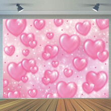 Brugerdefineret 10x8FT Pink Hjerte Foto Baggrund 90'er Baggrund Søde Kvinder Mænd Tillykke Med Fødselsdagsfest Fotografi Baggrund Studio