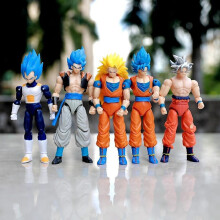 5-delige Goku actiefigurenserie, anime Dragon Ball personages, Goku speelgoed voor verzameling en als cadeau, blauw