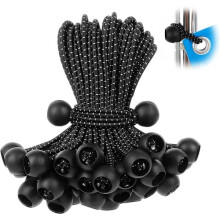 50-pack Bungee Balls, black cord for UV resistance, with elastic cord for straps, tents, poles and cables BLACK WHITE (10 cm) BLACK WHITE(10CM)