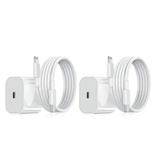 Chargeur compatible iPhone - Chargeur rapide - Adaptateur + câble 20 W USB-C (2 pièces)