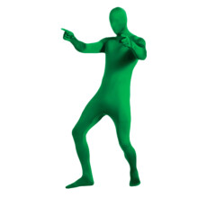 Unisex stretchpak van spandex voor volwassenen, 'verdwijnende man'-bodysuit, danspak met lange mouwen en ritssluiting voor personen van 145-155 cm.