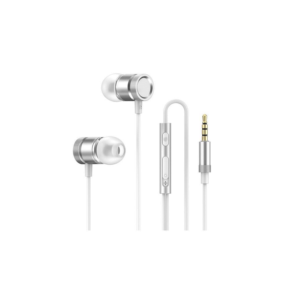 3.5Mm Wired In-Ear Headphones Wholesale Corded Metal Earphones With Built-In Microphone Volume Control For Ios & Android Devices Silver 9395123260631