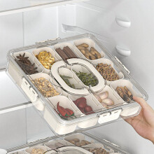Snackboksbeholder med låg og håndtag, delt serveringsbakke, snackorganisator til frugt, grøntsager, fest - kompatibel med Snackle
