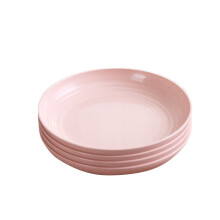 Madtallerken Rund Serveringsbakke 4 stk. Strå Frugtfad Salattallerkener Hvede Middag Pink