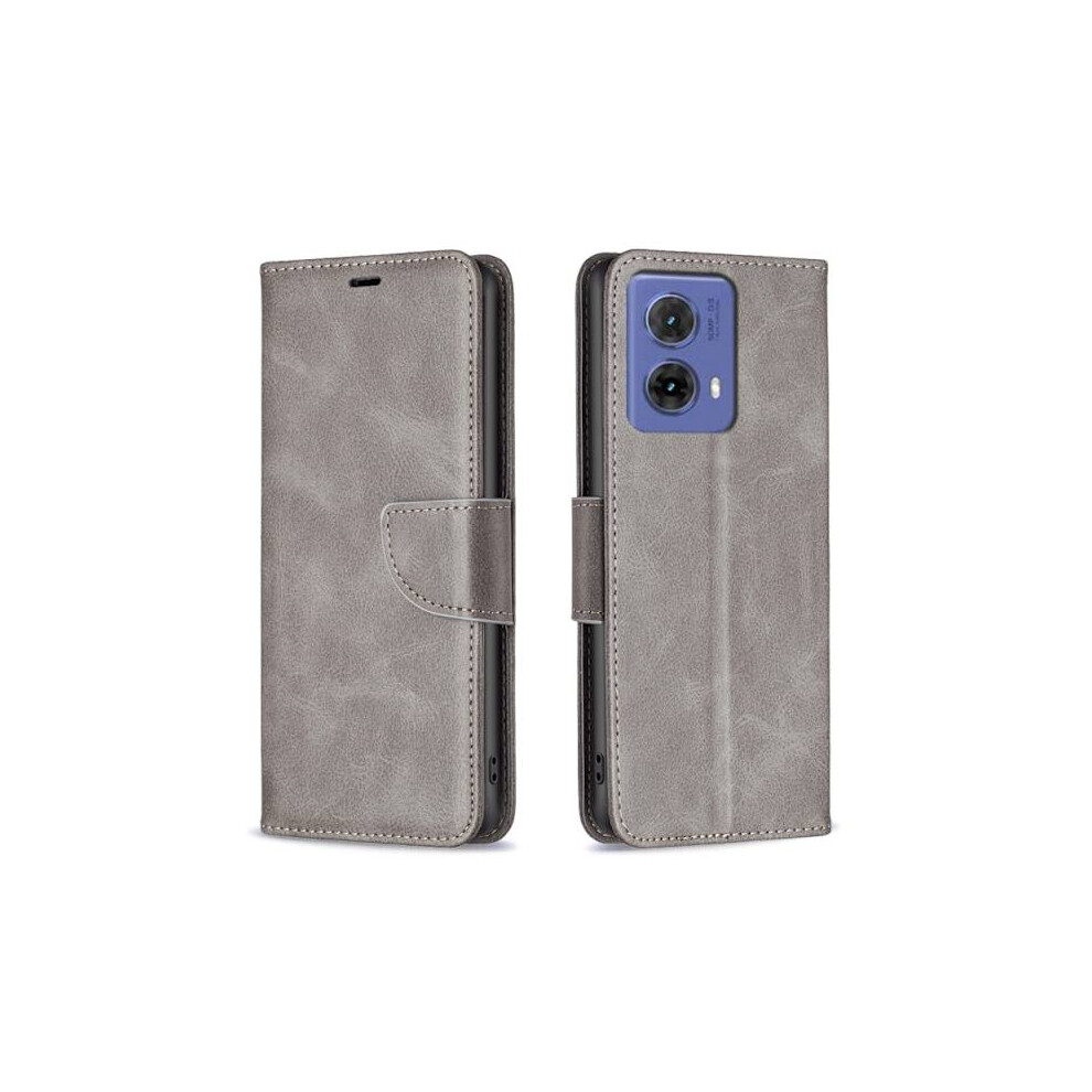 Motorola Moto G85 Case In Lambskin Texture - Pure Color Flip Cover Gray 9395123260686