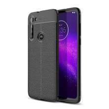 Motorola Moto G8Power TPU-cover med litchy-tekstur - sort