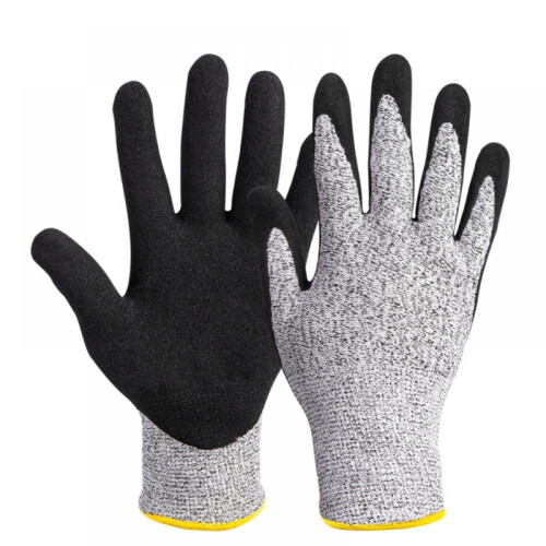 Knit Work Gloves, Textured Rubber Latex Coated, 1Pair