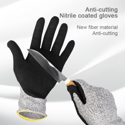 Knit Work Gloves, Textured Rubber Latex Coated, 1Pair 1