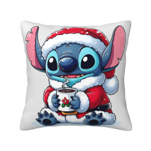 Cartoon kerstdecoratie met Lilo & Stitch-thema en een schattig patroon. Decoratieve kussenhoes/kussensloop voor thuis, bank, auto, slaapkamer en