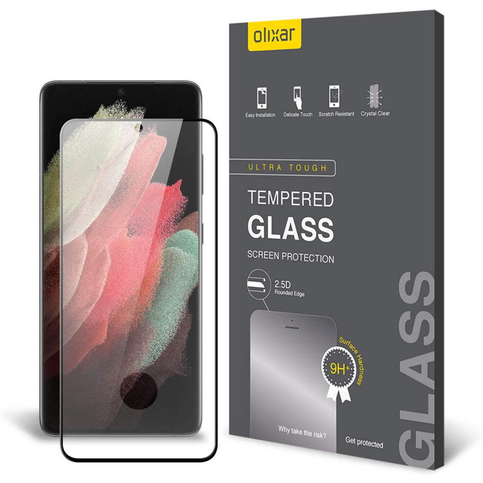 Screen Protector For Compatible With Samsung Galaxy S21 Ultra, Tempered Glass - Reliable Protection, Supports Device Features - 9395123363905