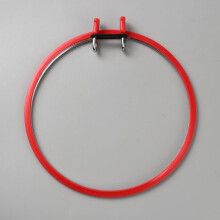 Stickrahmen aus Eisen mit Kunststoffverschlüssen, karmesinrot, 225 x 215 x 22,5 mm, Innendurchmesser: 200 mm