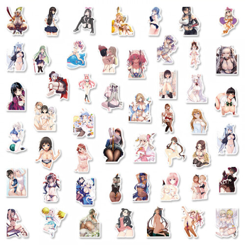 50 τεμάχια αυτοκόλλητα ενηλίκων anime με σέξι λαγουδάκι, αδιάβροχα αυτοκόλλητα 1