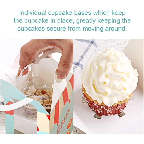 Συσκευασία 30 κουτιών μπλε για cupcakes με παράθυρο, λαβές και ένθετα - Συμβατά με 2