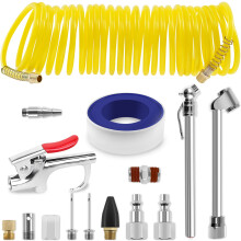 Kit de accesorios para compresor de aire FUYGRCJ20Pc, manguera de aire de polietileno retráctil universal de 1/4 de pulgada x 25 pies, manguera de