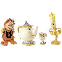 Frumoasa și Bestia Figurină de acțiune Jucărie 4 buc/set Mrs. Potts Lumiere Cogsworth Figurine Anime Cadouri pentru copii Decorare tort rqbest