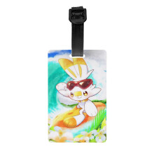 Cute Scorbunny Pokemon Luggage Tag For Suitcase Decorations Supplies Gift Women Men Boy Girl Steel Loop With Privacy Cover Id Label