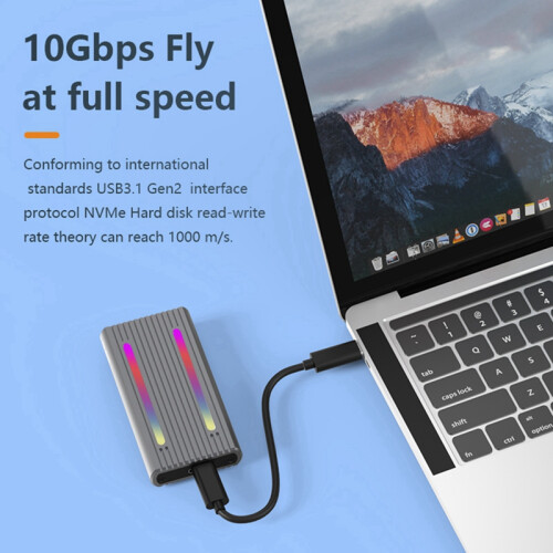 Θήκη USB C διπλού πρωτοκόλλου M2NVMe SSD Κουτί SSD PCIe 10Gbps Θήκη δίσκου SSD M.2NVMe NGFF SATA 5Gbps με 2