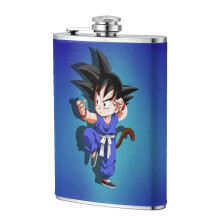 Anime Cartoon 8 oz Stainless Steel Flask PU Leather Flasks for Men Women, Dragon Ball Z Portable Pocket Hip Flasks Bar Accessories Gifts-Style 2
