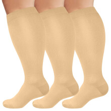 OLENNZ 3 Pack Wide Calf Compression Socks for Women and Men Circulation, Plus Size Knee High Support Stockings, 3XL