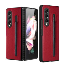 Golbsky kompatibel med Samsung Galaxy Z Fold3Case med penholder, dreng/pige, hængslet coverdesign, luksuriøst PU-lædercover til Gala