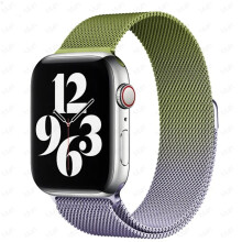 Milanese Loop-rem kompatibel med Apple Watch 38-49 mm, metallænke til iWatch-serien 9-3, SE, Ultra2, grønlilla 40 41 42 44 45 49 mm